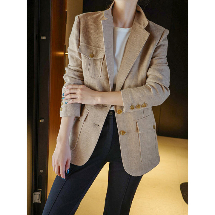 Ladies Elegant and Versatile Linen Blazer Mune Fashion
