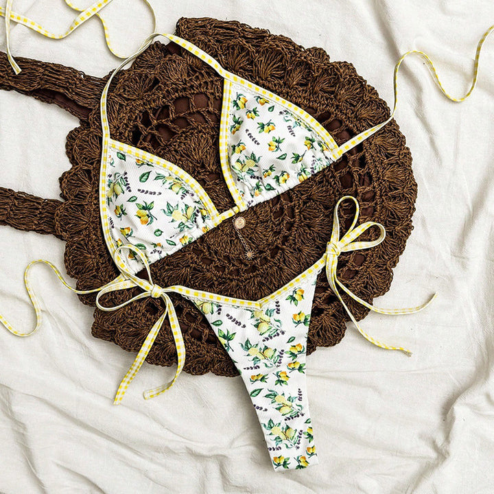 Women's Triangle Bikini with Fruity Design Mune Fashion