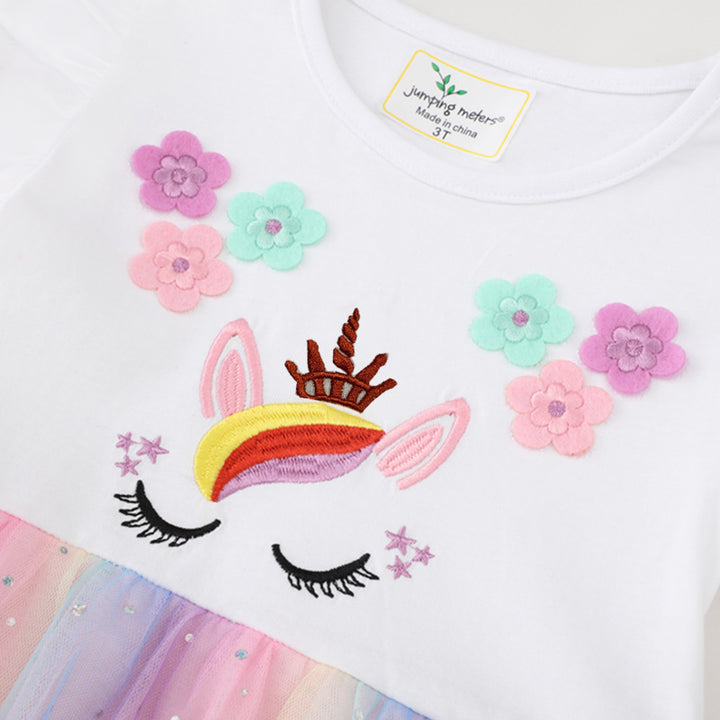 Girls High-Quality Tulle Dress with Unicorn Application Mune Fashion