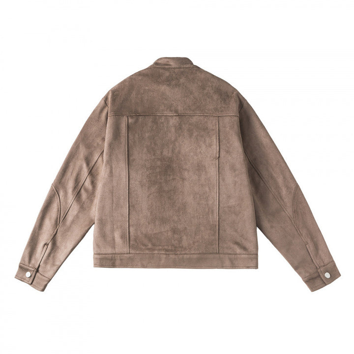 Unisex Short-cut boxy velour blouson jacket with stand-up collar and chest zippers Mune Fashion