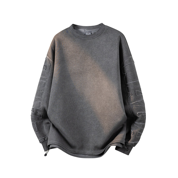 Women's Oversized Sweatshirt with Embroidered Logo, Rounded Hem & Dropped Shoulder Mune Fashion