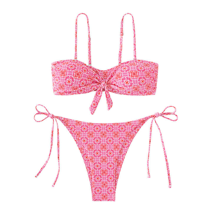 Women's bandeau bikini with decorative knot and playful tie bands Mune Fashion