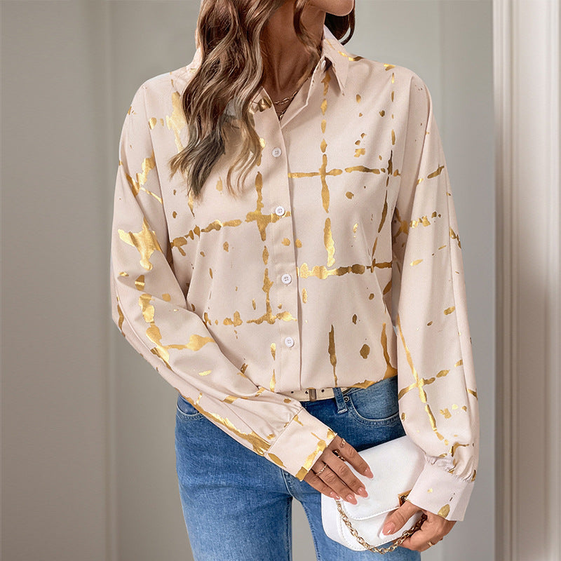 Women Elegant Blouse with Golden Accents Mune Fashion