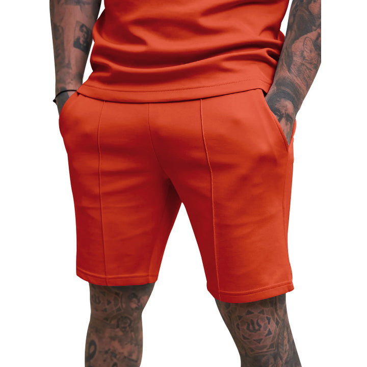 Men's short leisure pants made of cotton blend with elastic waistband and drawstring Mune Fashion