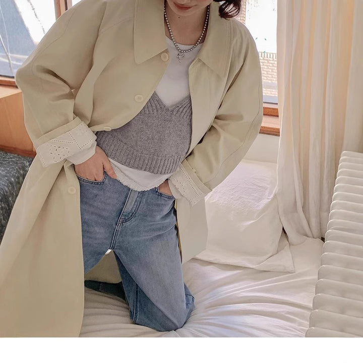 Women Casual Oversized Trench Coat Mune Fashion