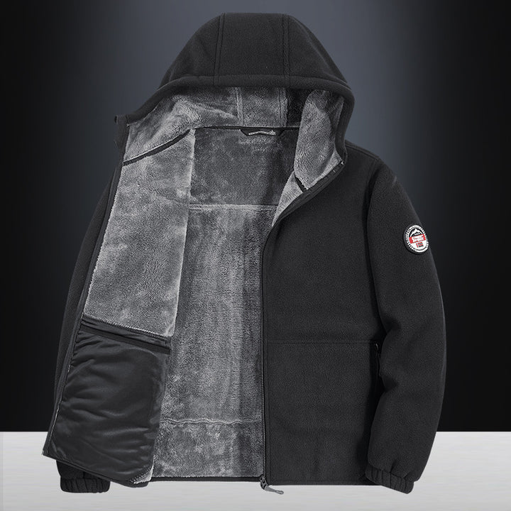 Men's Insulated Fleece Hoodie Jacket with Sherpa Lining and Two-Way Zipper Mune Fashion