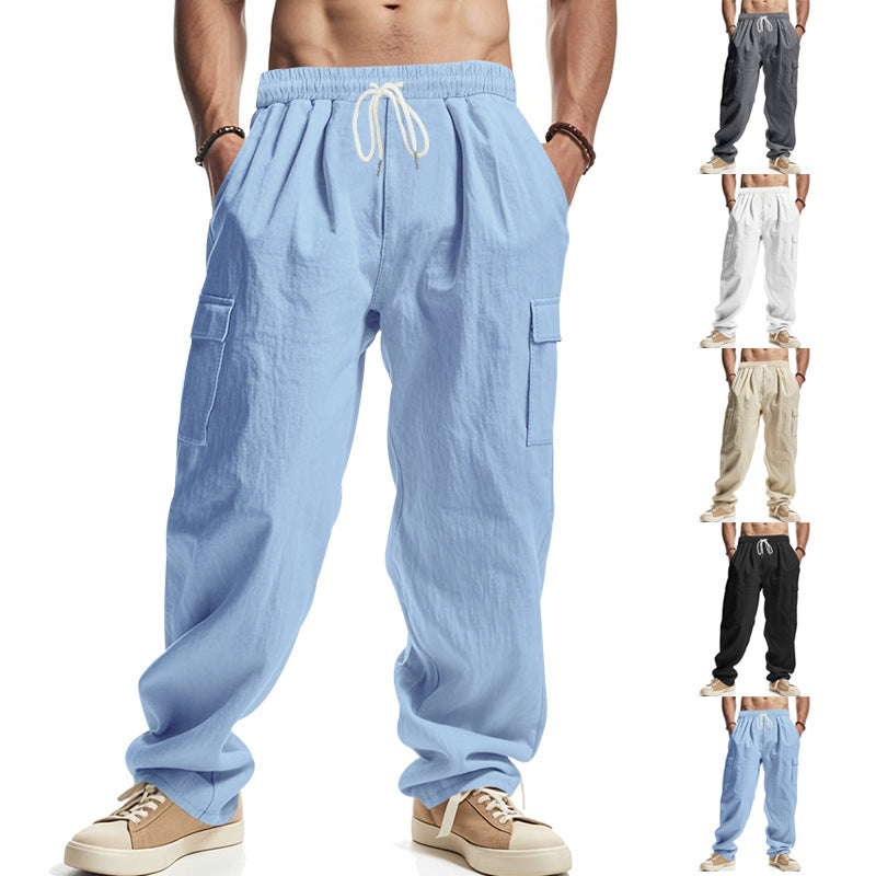 Men's loose cargo leisure pants with elastic drawstring waistband and multiple pockets Mune Fashion