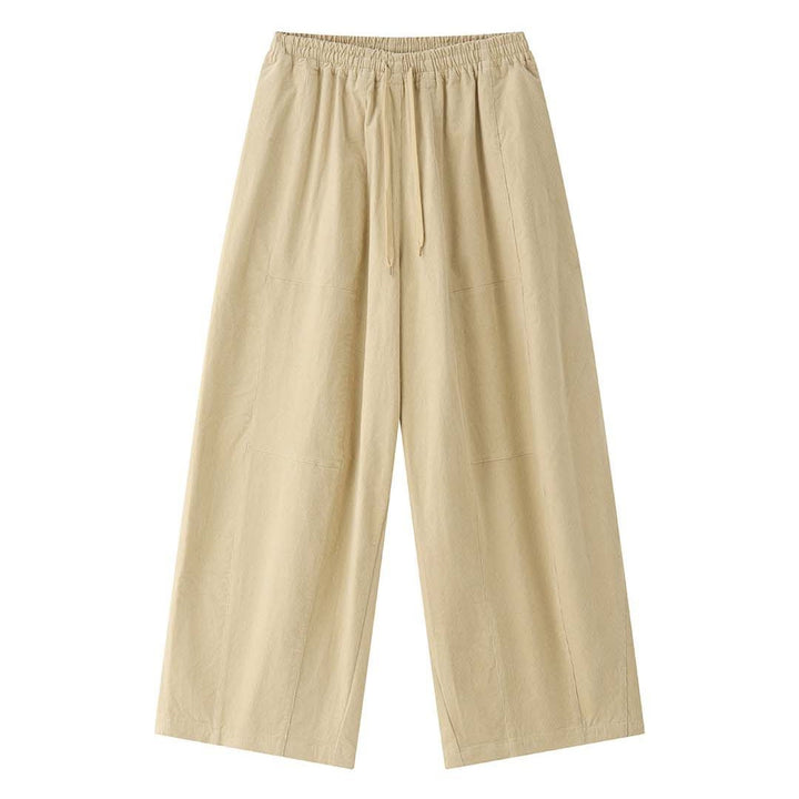 Women Loose Fit Corduroy Balloon Pants with Drawstring Waist and Large Front Pockets