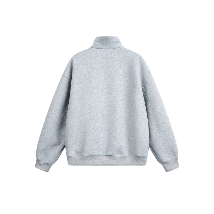 Women Oversize Sweatshirt with Half Zip and Stand-Up Collar Mune Fashion