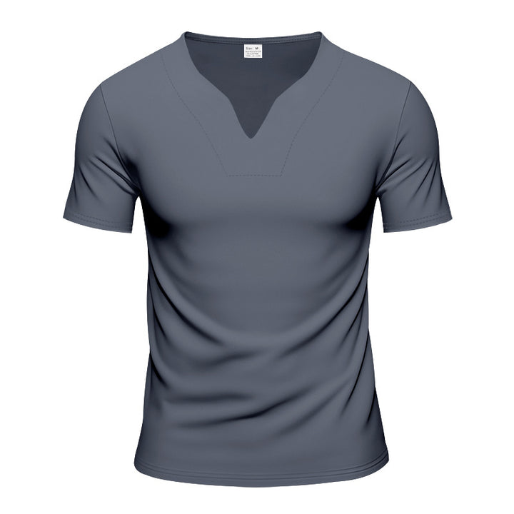 Men's V-neck sports shirt with ergonomic design seams and elastic jersey Mune Fashion