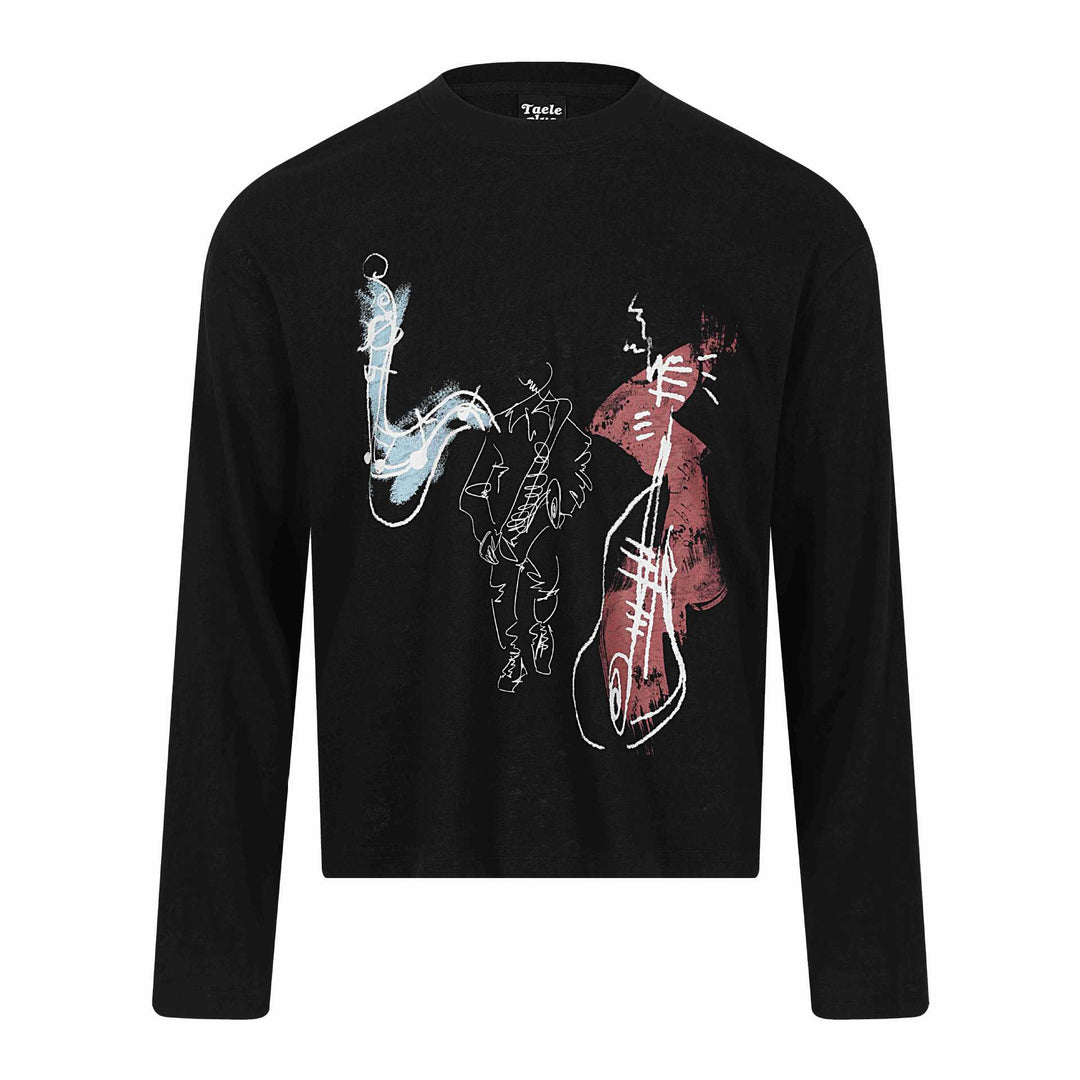 Unisex Long Sleeve Printed Shirt Made of Light Cotton Blend Mune Fashion
