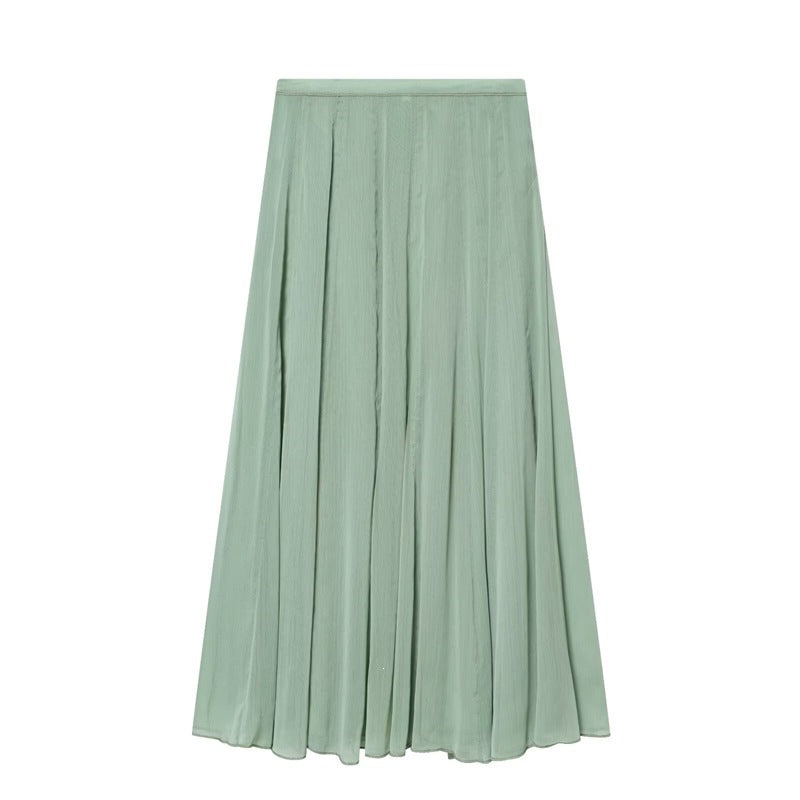Women's maxi skirt made of pleated chiffon with a high waist and flowing A-line Mune Fashion