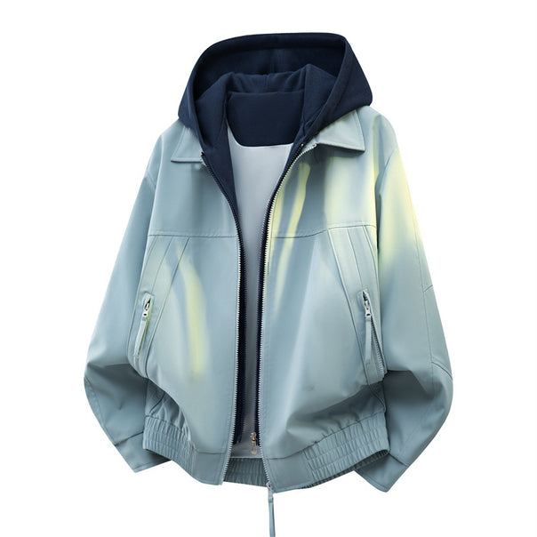 Men's Urban Layering Bomber with contrasting hooded inner jacket and zipper pockets Mune Fashion