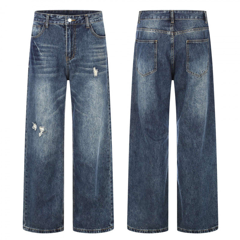 Women Highwaist Jeans in Wide Leg Cut with Used and Destroyed Details Mune Fashion