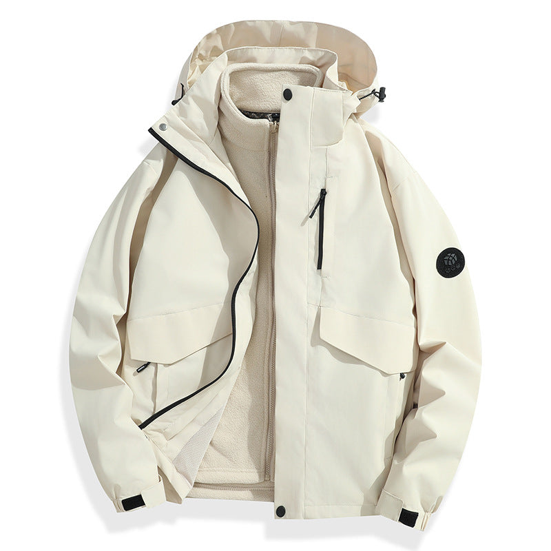 Men's Lightweight Softshell Rain Jacket with Detachable Fleece Lining, Sealed Seams and Multifunctional Pockets Mune Fashion