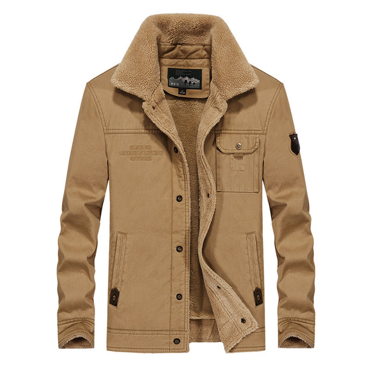 Men's padded Sherpa-canvas field jacket with teddy lining and thermal insulation Mune Fashion