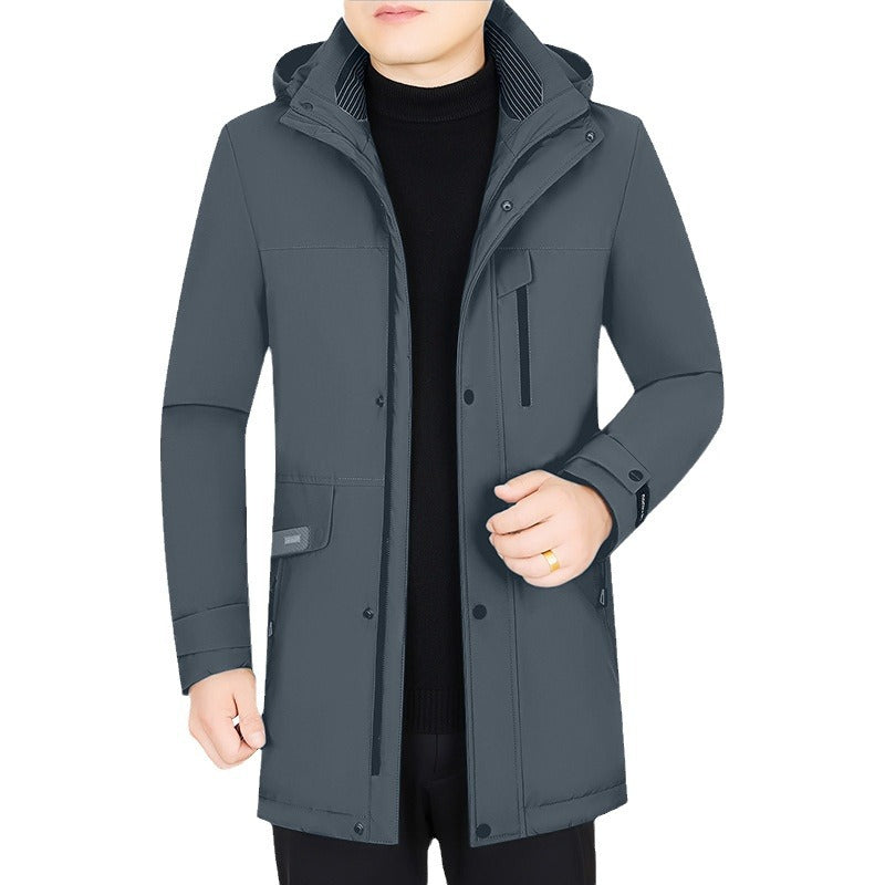 Men's Water-Repellent Parka with Removable Hood and Integrated Smartphone Inner Pocket Mune Fashion