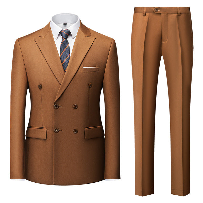 Men's tailored double-breasted blazer with peak lapel and slim fit suit trousers Mune Fashion