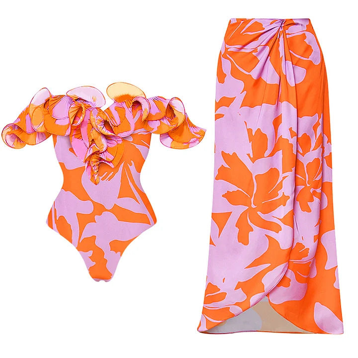 Women One-Piece Swimsuit with Elegant Ruffle Details Mune Fashion