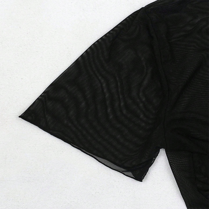 Women Transparent Short Sleeve Blouse Mune Fashion