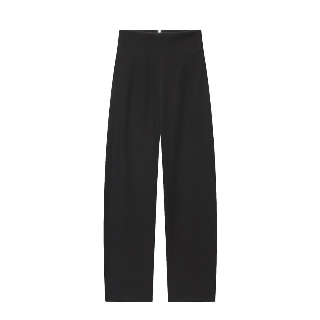 Women High-Waisted Wide Culotte Pants with Front Zipper and Flattering Waist Fit Mune Fashion