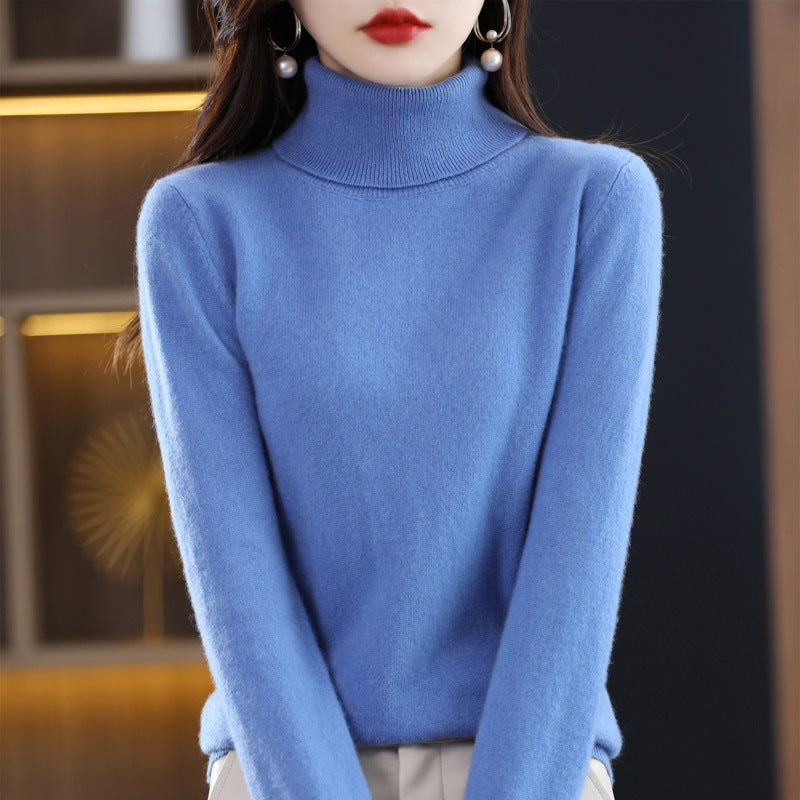 Women's Slim-Fit Turtleneck Sweater made of Cashmere-like Fine Knit with Soft Pile Mune Fashion