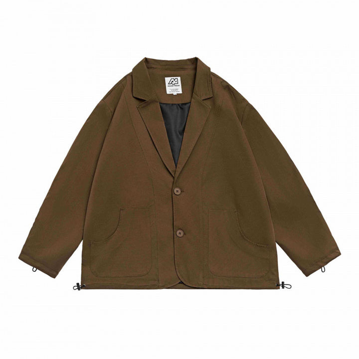 Unisex Oversized Blazer Jacket in Utility Look with Drawstring and Patch Pockets Mune Fashion