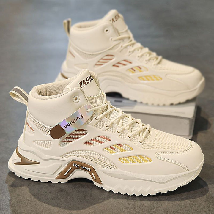Women's Sporty High-Top Sneakers with Breathable Mesh Surfaces and Cushioned Sole Mune Fashion
