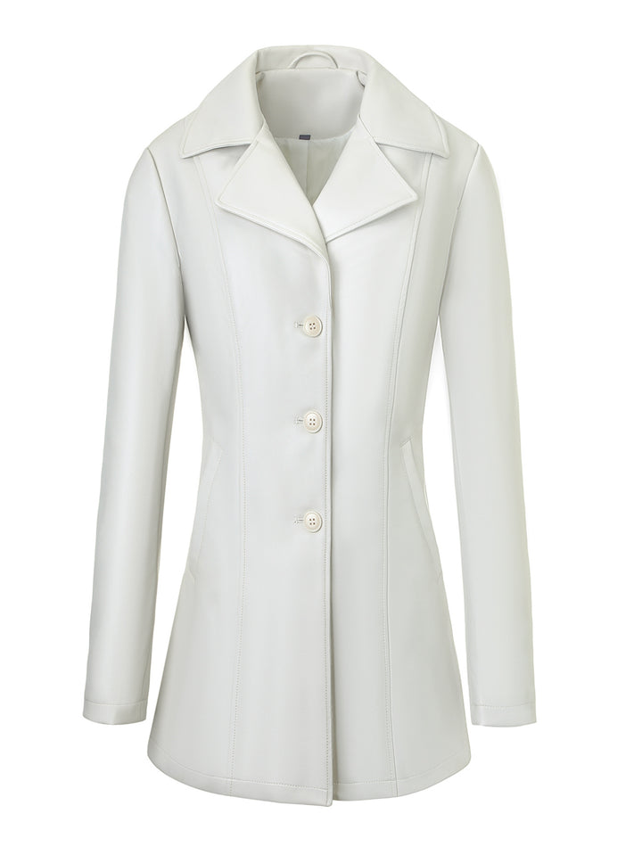 Women's Elegant Slim-Fit Faux Leather Jacket Mune Fashion