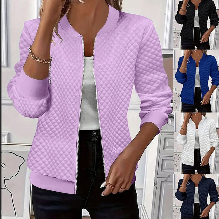 Ladies quilted bomber jacket with zipper and ribbed cuffs Mune Fashion