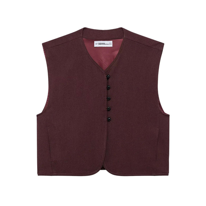 Women’s tailored business vest with V-neck, concealed button placket and fine inner finish Mune Fashion