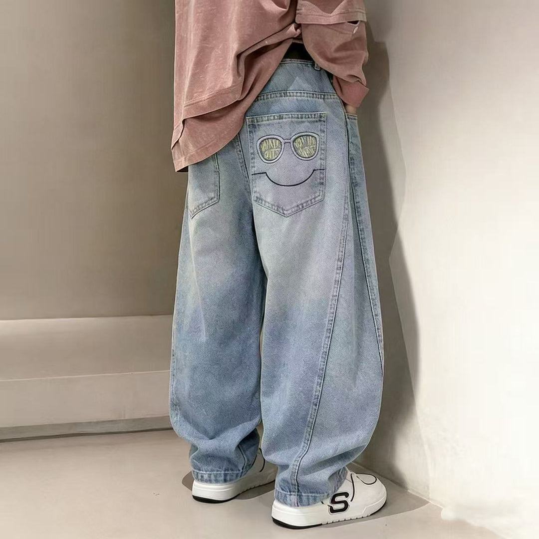 Unisex casual jeans with smiley print Mune Fashion