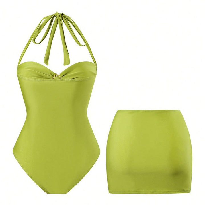 Women's Designer Swimsuit with Elegant Wrap Design and Golden Accents Mune Fashion