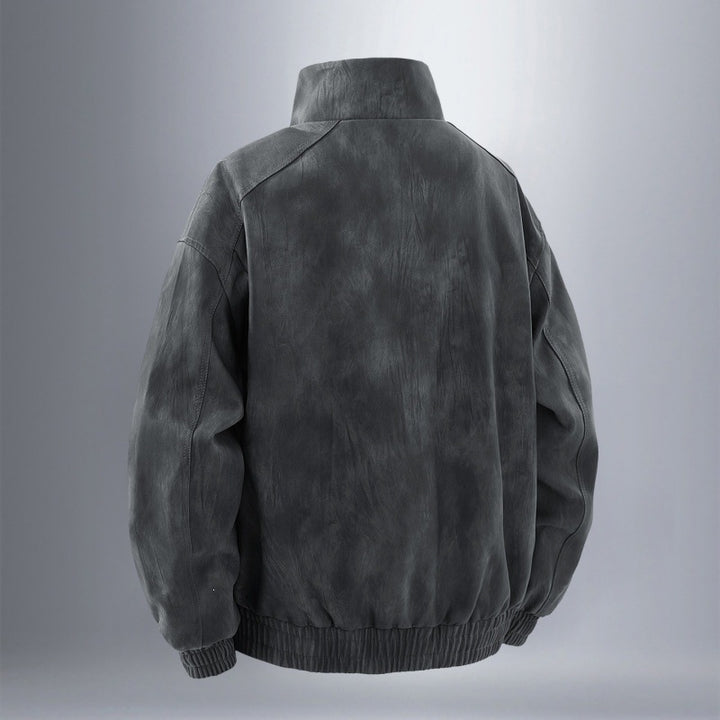 Men's utility Harrington jacket in leather look with multiple pockets and elastic hem Mune Fashion