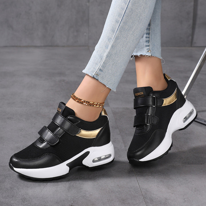 Women's sporty platform sneakers with Velcro closure and visible air-cushion sole made of breathable mesh Mune Fashion