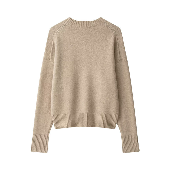 Women Fine Oversize Sweater with Round Neck and Extended Rib Cuffs Drune