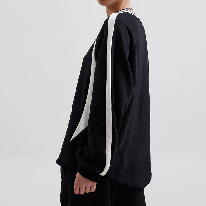 Women Oversize Sweatshirt with Raglan Sleeves and Contrast Stripes Mune Fashion