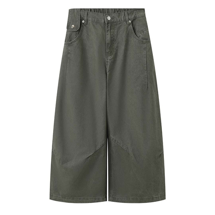 Women's wide high-waisted culotte pants made of cotton twill with large patch pockets Mune Fashion