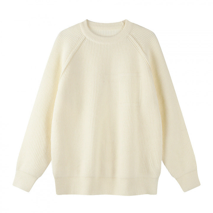 Unisex Oversize Fine Knit Sweater with Round Neck, Raglan Sleeves and Ribbed Cuffs Mune Fashion