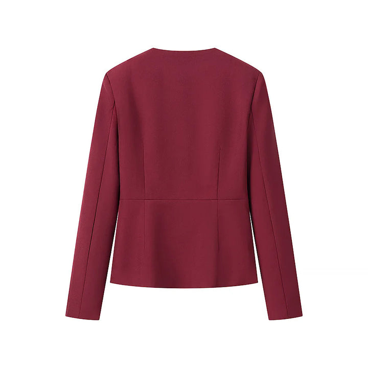 Women's tailored blazer with deep V-neck, decorative Italian seams, and covered buttons Mune Fashion
