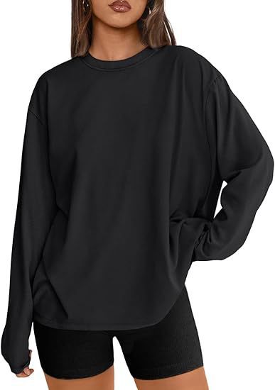 Women's Oversize Sweatshirt with Round Neck and Extended Hem Drune