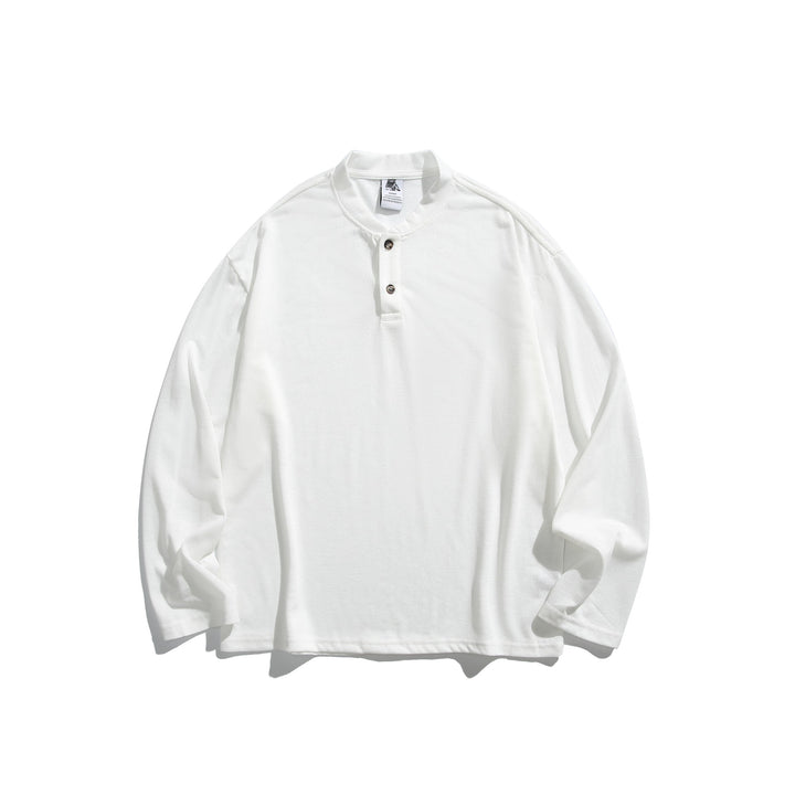 Unisex Long Sleeve Henley Shirt with Short Button Placket and Relaxed Fit Mune Fashion