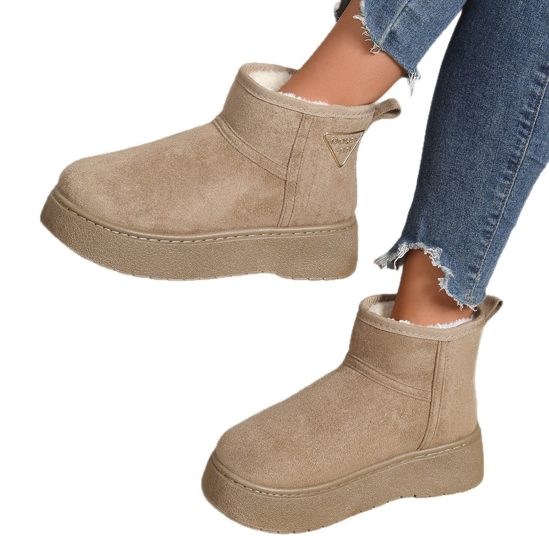 Women Cushioned Platform Ankle Boots in Suede Look with Teddy Lining Mune Fashion