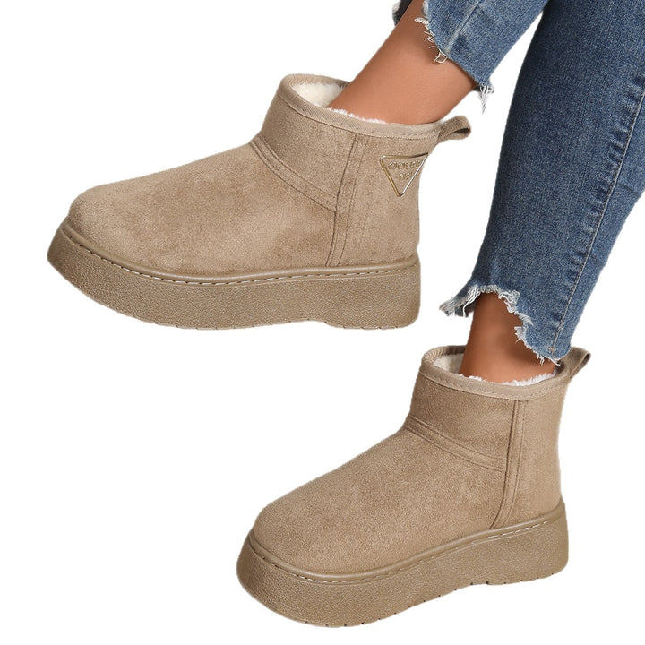 Women Cushioned Platform Ankle Boots in Suede Look with Teddy Lining Mune Fashion