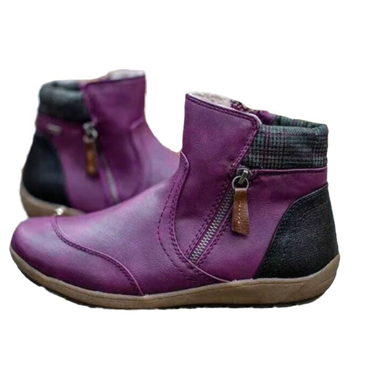 Women faux leather ankle boots with side zipper and non-slip sole Mune Fashion