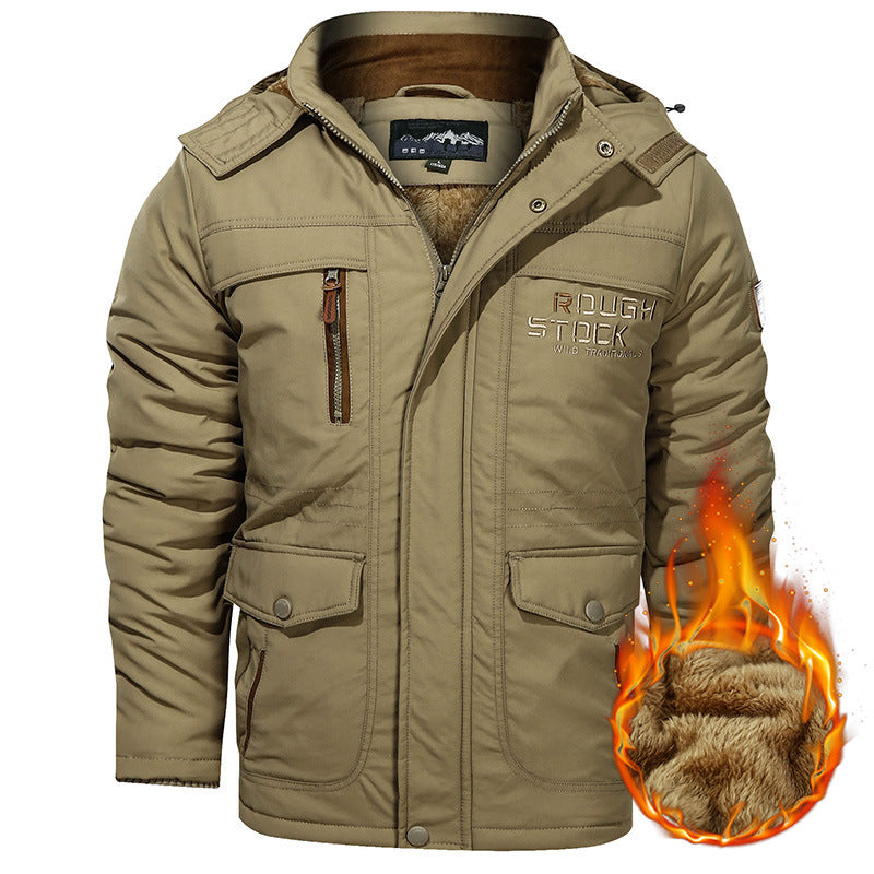 Men's insulated hooded parka with Sherpa lining, windproof front and multifunctional pockets Mune Fashion