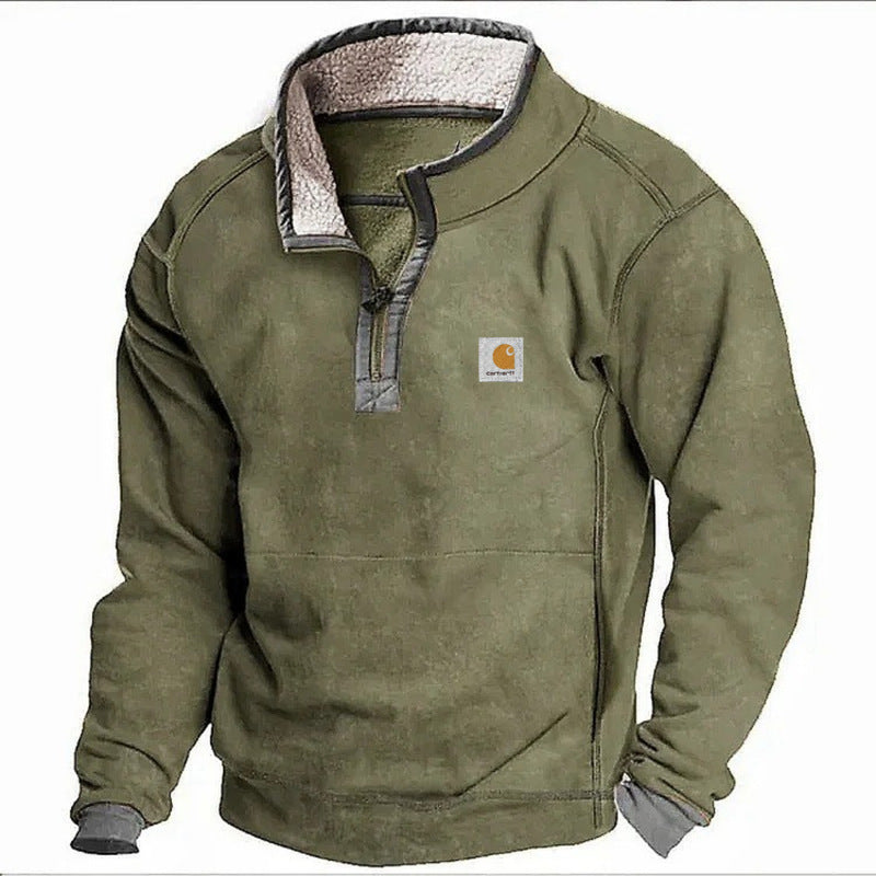 Men's Sherpa fleece pullover with half zipper and contrast trim Mune Fashion