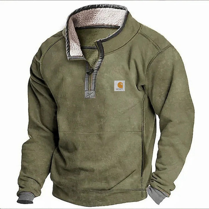 Men's Sherpa fleece pullover with half zipper and contrast trim Mune Fashion