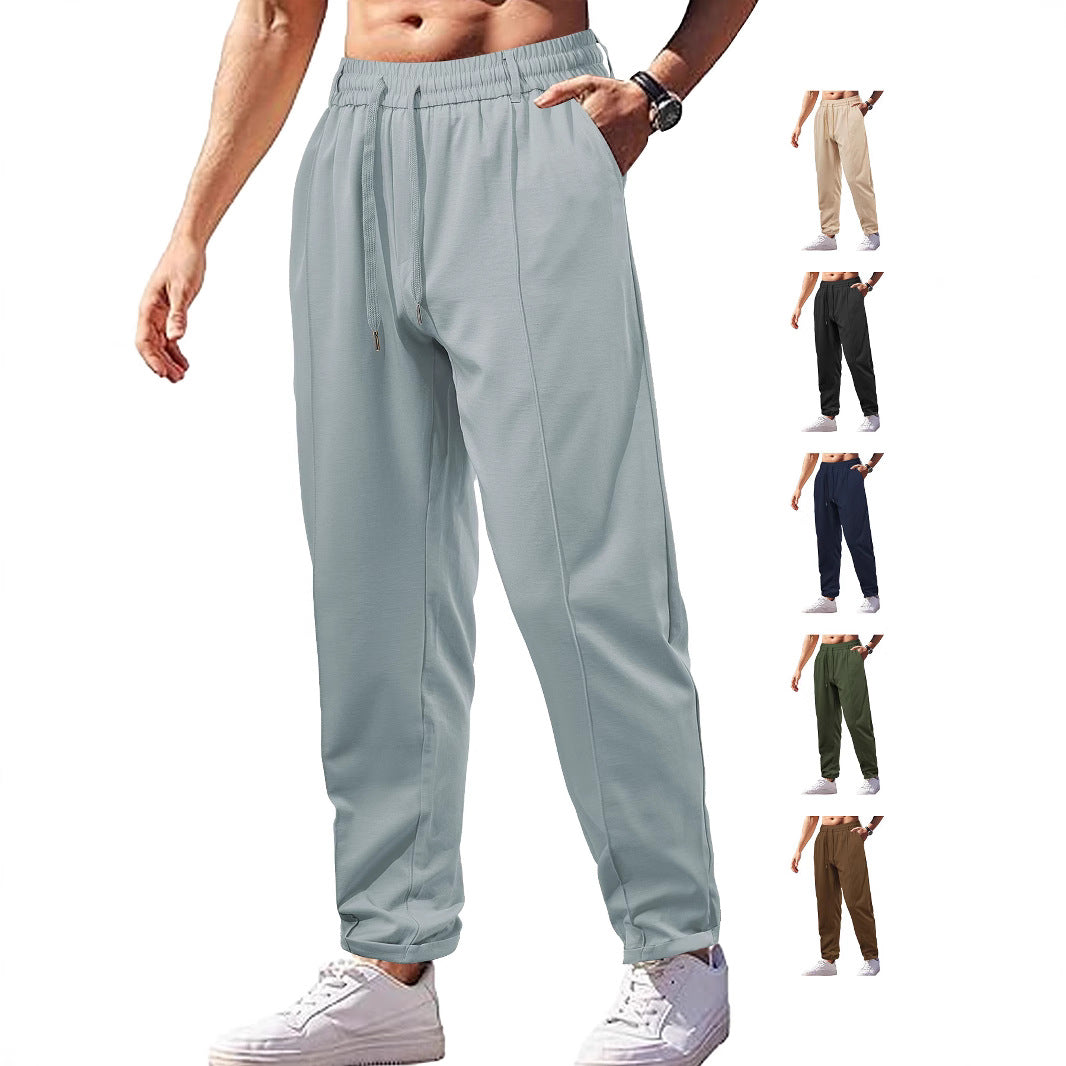 Women's Light Relaxed Trousers with Elastic Waistband, Straight Cut & Sewn-on Back Pocket Mune Fashion
