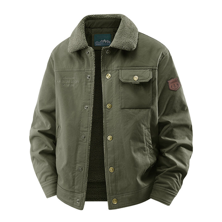 Men's quilted canvas worker jacket with teddy collar, thermal lining, and multiple pockets Mune Fashion